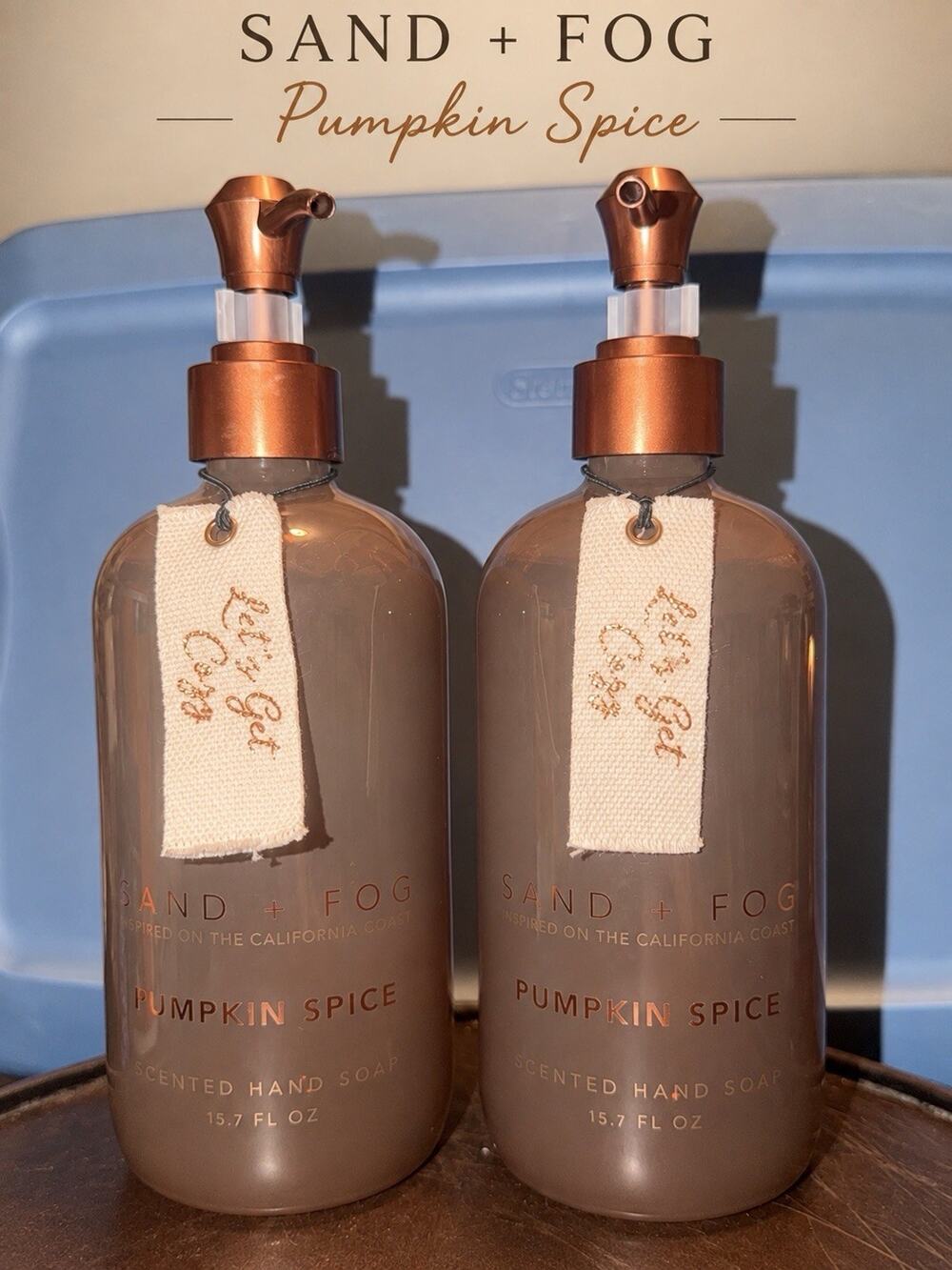 Sand + Fog Pumpkin Spice Scented Hand Soap 2 Pack 15.7 oz Fall Glass Bottles